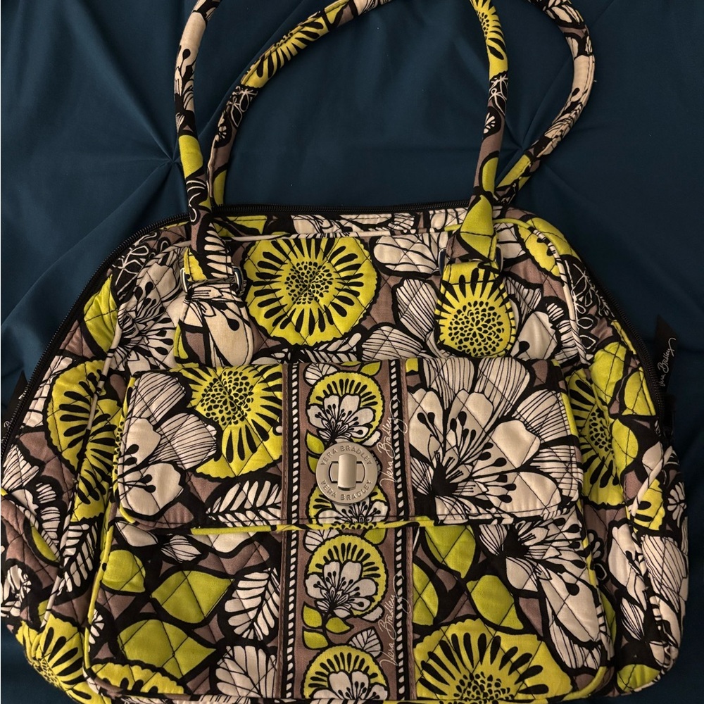 Vera Bradley Yellow and Black Floral Shoulder Bag